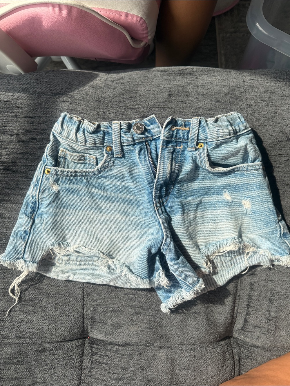 Zara Light Blue Distressed Denim Shorts